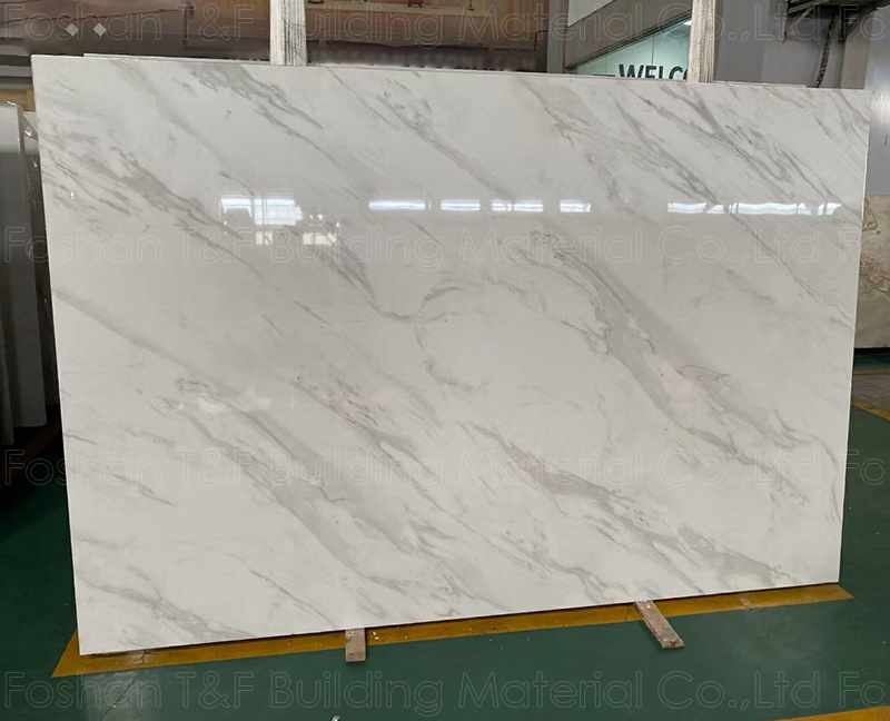 Guangdong Glossy Sheet White Kitchen Island Table Top Veneer Calcatta Artificial Stone Slabs