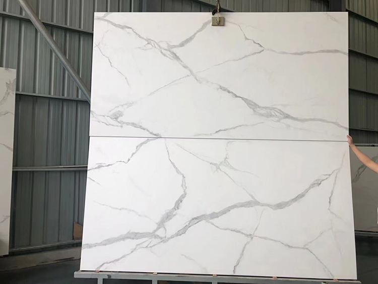 Guangdong Glossy Sheet White Kitchen Island Table Top Veneer Calcatta Artificial Stone Slabs
