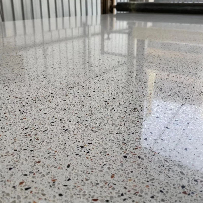 Factory Direct Big Size White Artificial Stone Chips Table Countertop Concrete Terrazzo Slab