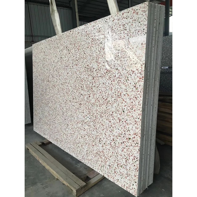 Factory Direct Big Size White Artificial Stone Chips Table Countertop Concrete Terrazzo Slab