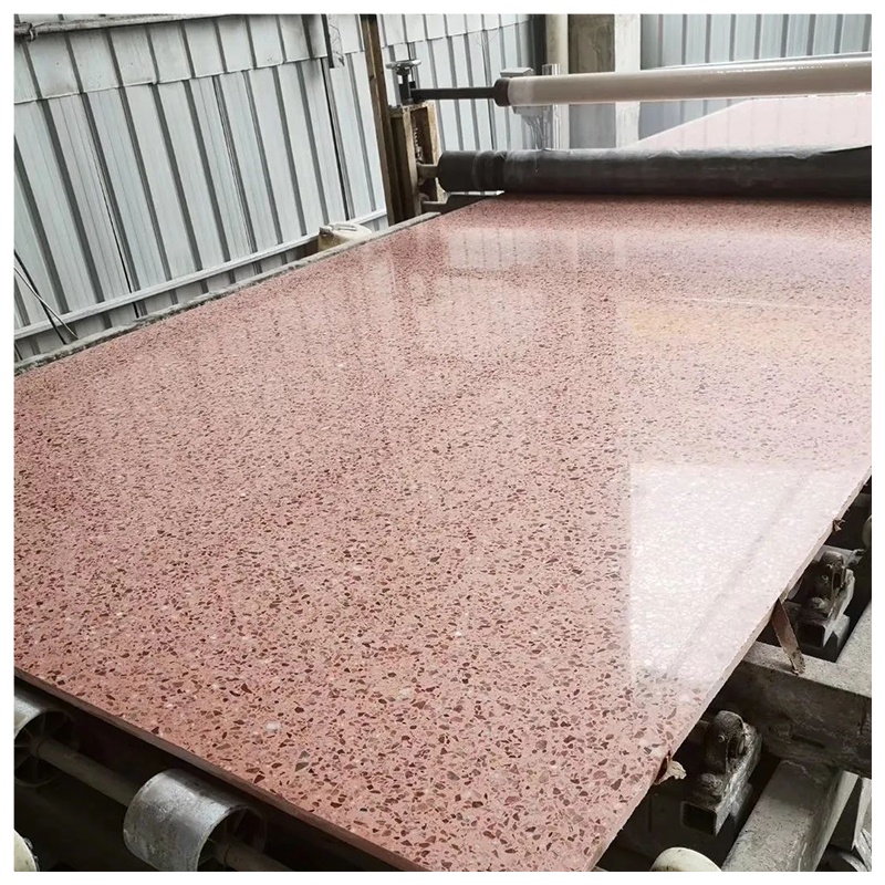 Wholesale Pink White Mixed Colors Terrazzo Quartz Stone Slab for Dining Table Kitchen Top and Floor Tile