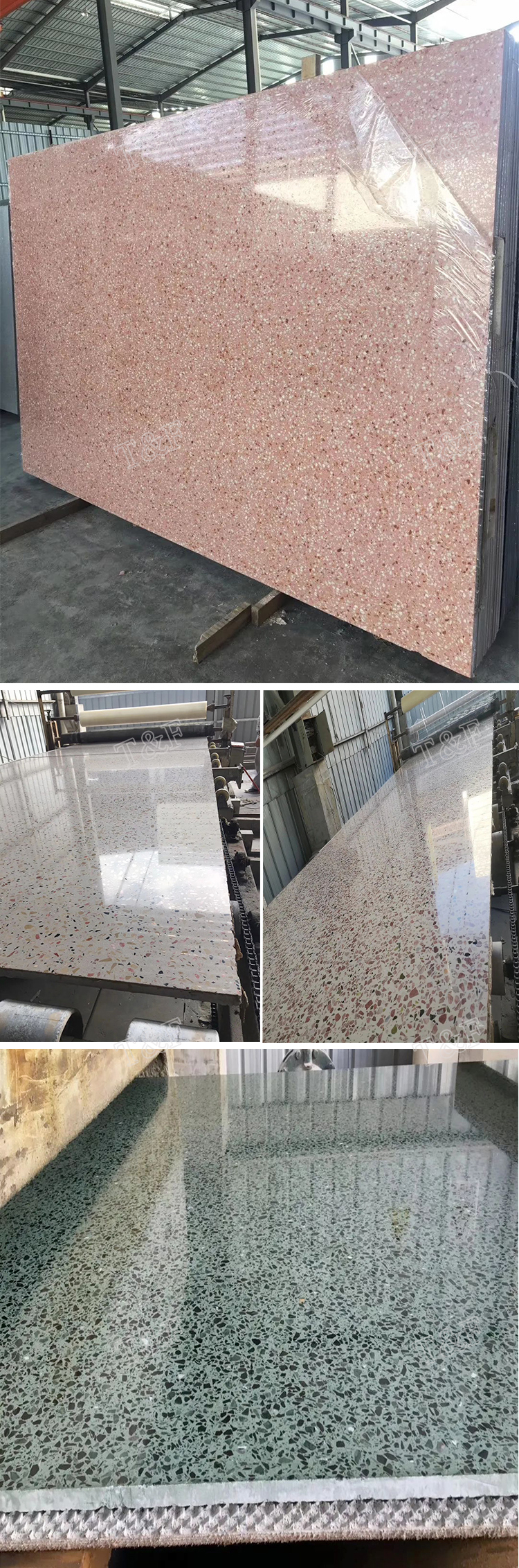 Wholesale Pink White Mixed Colors Terrazzo Quartz Stone Slab for Dining Table Kitchen Top and Floor Tile