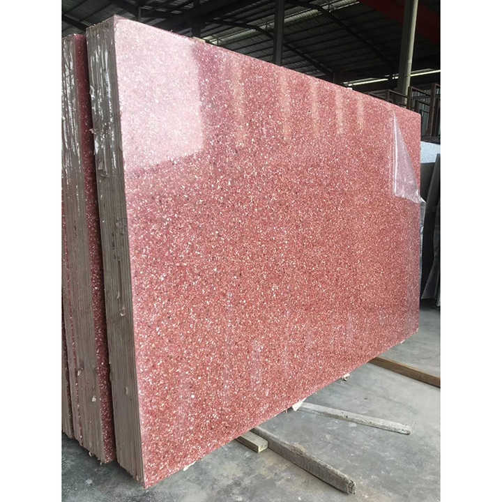 Wholesale Pink White Mixed Colors Terrazzo Quartz Stone Slab for Dining Table Kitchen Top and Floor Tile