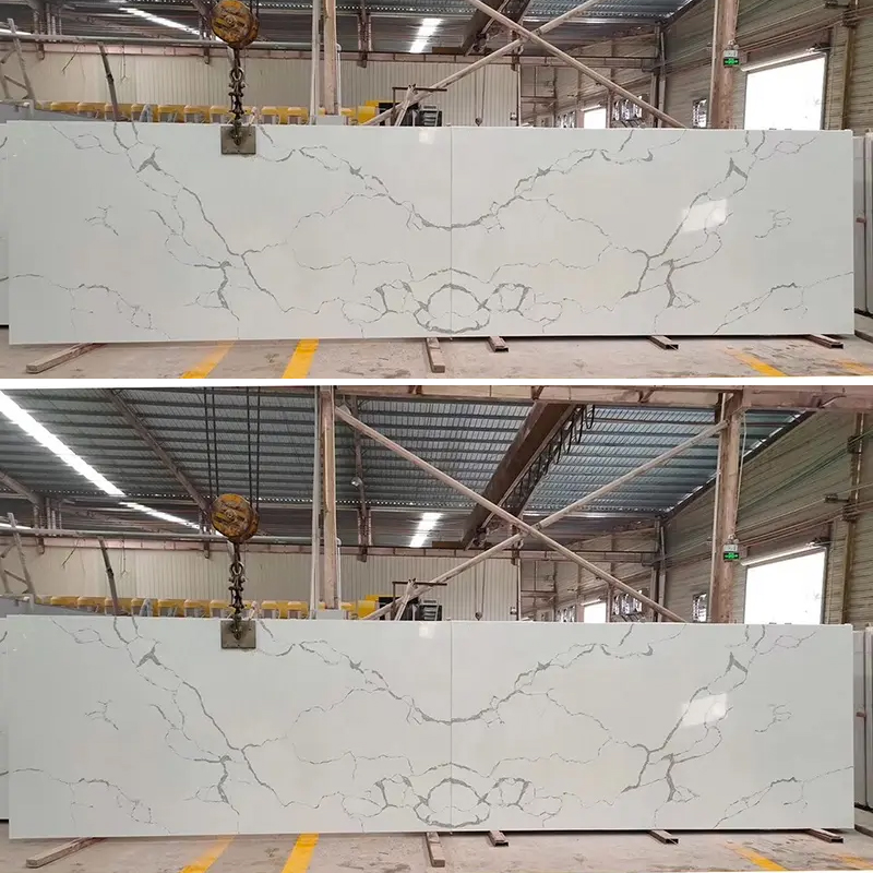 3200x1600 Calacatta White Polished Surface Bookmarked Artificial Quartz Natural Marble Stone Countertop Slabs