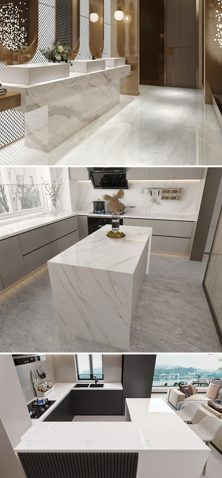 3200x1600 Calacatta White Polished Surface Bookmarked Artificial Quartz Natural Marble Stone Countertop Slabs