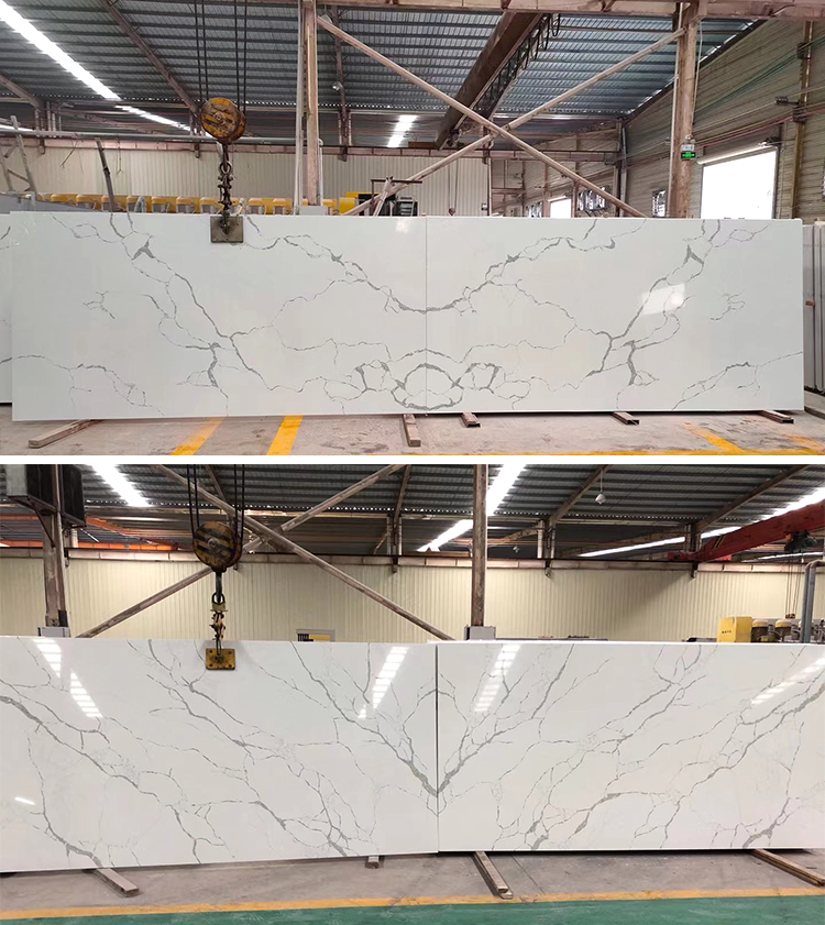 3200x1600 Calacatta White Polished Surface Bookmarked Artificial Quartz Natural Marble Stone Countertop Slabs