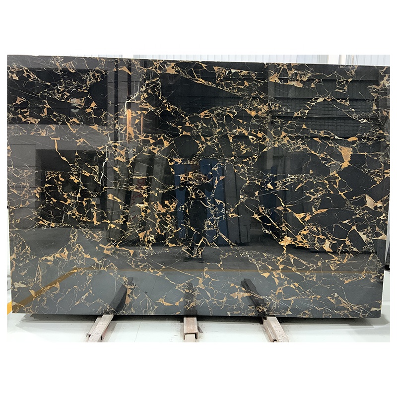 Factory Direct Black and Gold Natural Marble Board Tile Golden Flower Interior Wall and Floor Decoration Big Marble Slab