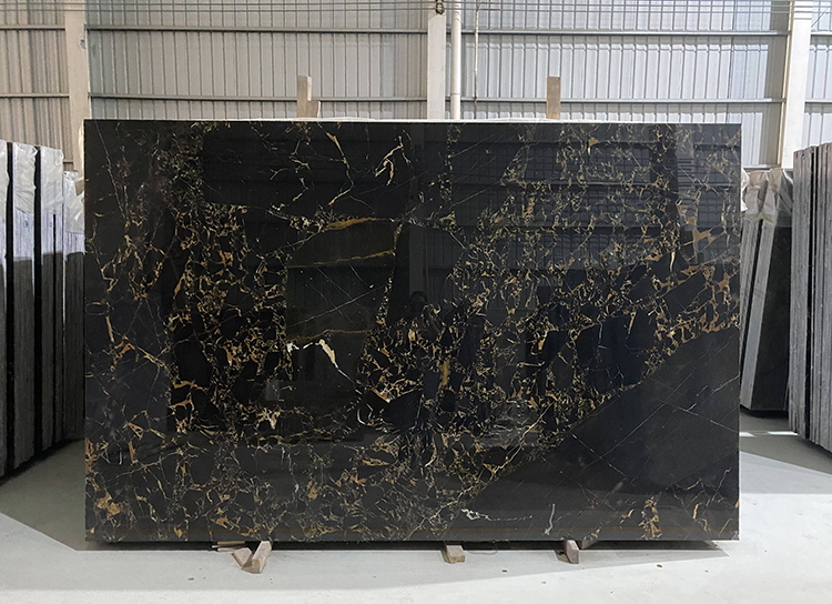 Factory Direct Black and Gold Natural Marble Board Tile Golden Flower Interior Wall and Floor Decoration Big Marble Slab
