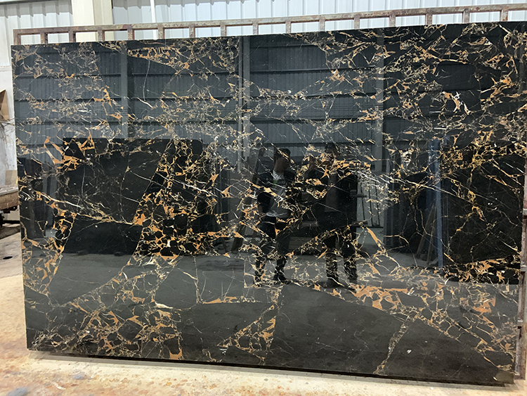 Factory Direct Black and Gold Natural Marble Board Tile Golden Flower Interior Wall and Floor Decoration Big Marble Slab