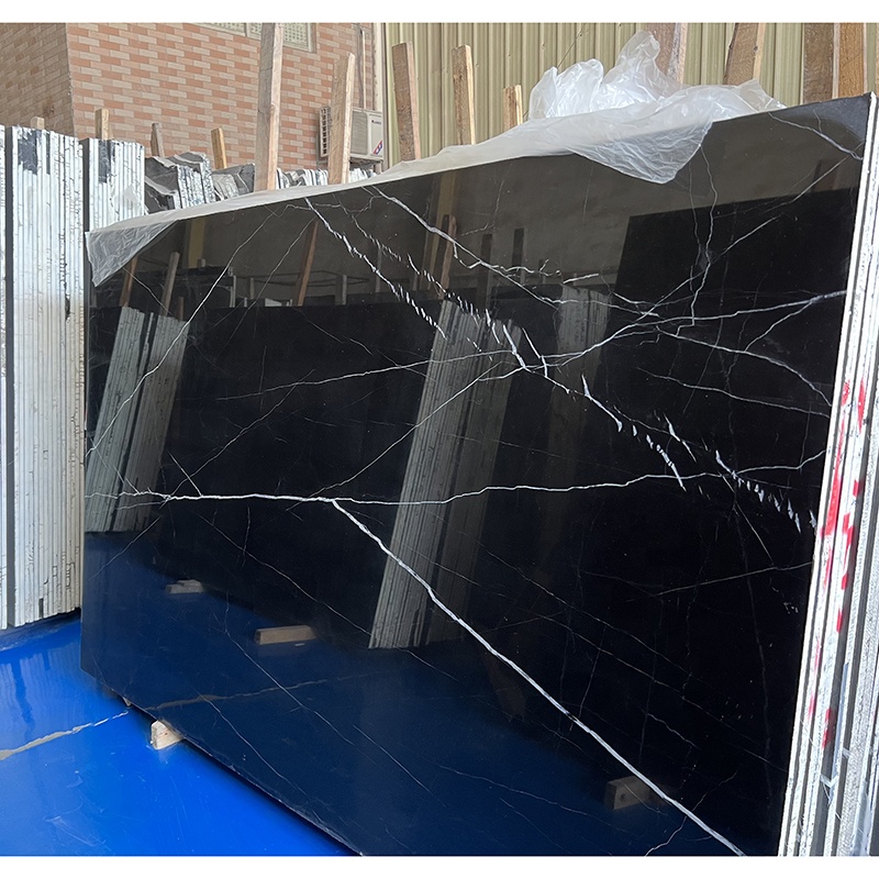 Wholesale Guangdong Black White Veins Stone Bathtub Sink Dining Table Nero Marquina Marble Slabs