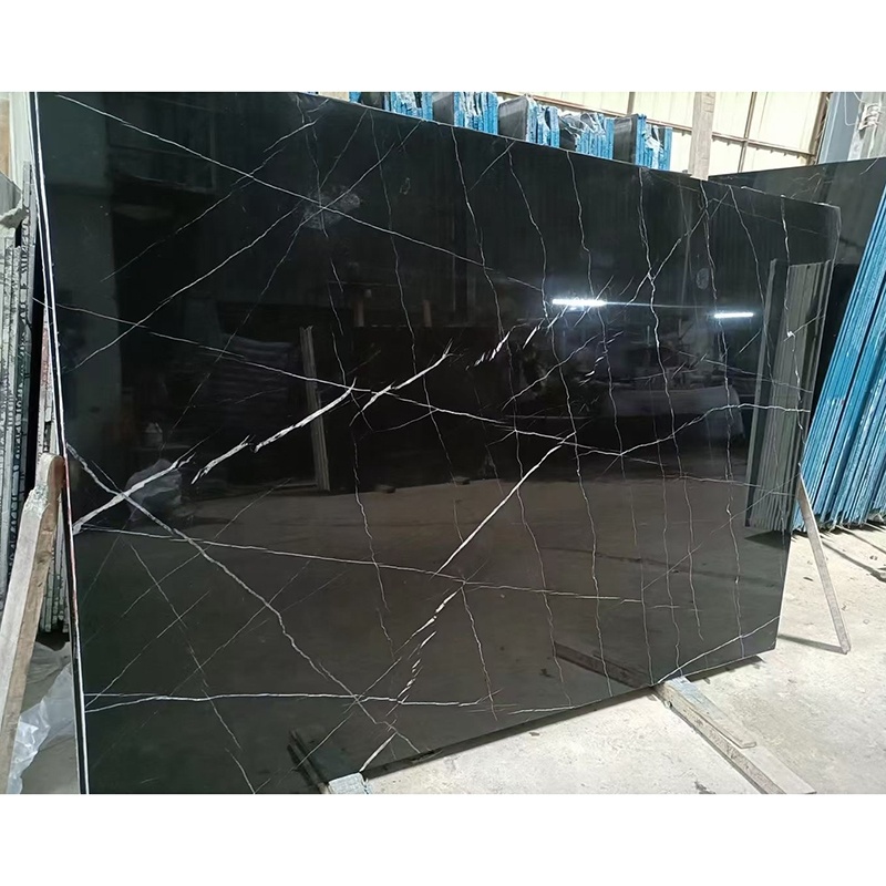 Wholesale Guangdong Black White Veins Stone Bathtub Sink Dining Table Nero Marquina Marble Slabs