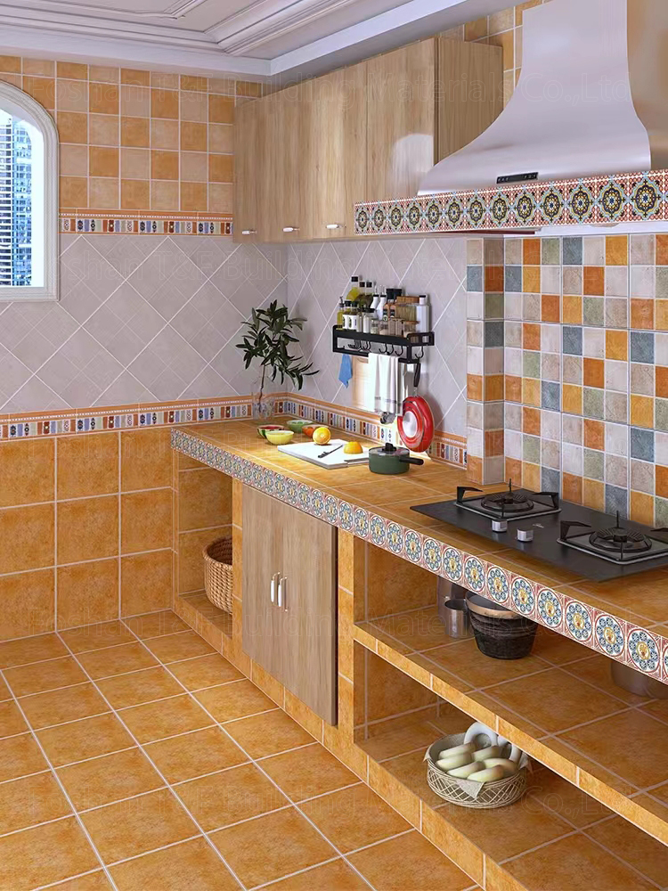 300x300mm American Pastoral Antique Rustic Bricks Anti Slip Kitchen Bathroom Wall Floor Designs Porcelain Tiles