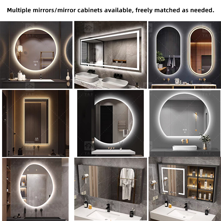 Factory Supply Modern Hotel Marble Sintered Stone Basin Sink Wood Cabinet Smart LED Mirror Bathroom Vanity