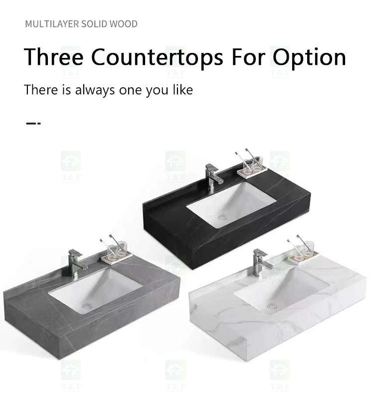 New OEM Service Sintered Stone Bath Vanity Countertop Basin Bathroom LED Mirror Storage Cabinets