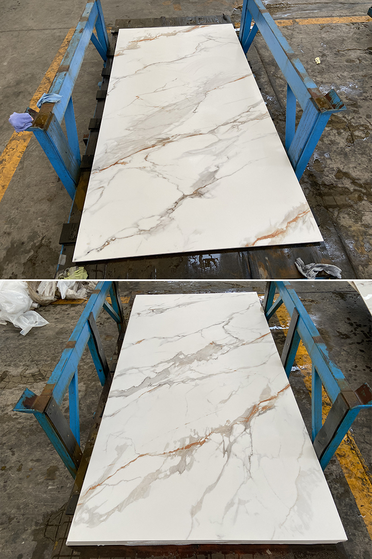 China 1200x2400x9mm Large Size Artificial Calacatta Gold Floor Backsplash Wall Background Panel Sintered Stone Big Slabs