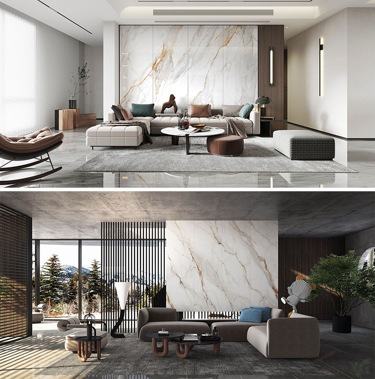 China 1200x2400x9mm Large Size Artificial Calacatta Gold Floor Backsplash Wall Background Panel Sintered Stone Big Slabs