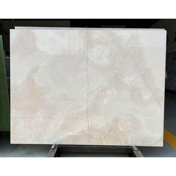 Book Match Translucent Onyx Wall Panel Cladding Decoration Orange Yellow Veins White Onyx Marble Slab