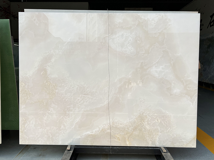 Book Match Translucent Onyx Wall Panel Cladding Decoration Orange Yellow Veins White Onyx Marble Slab