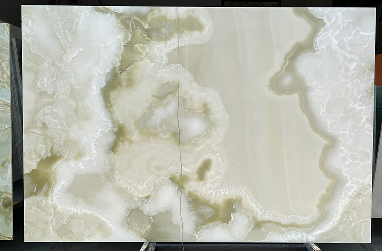 Book Match Translucent Onyx Wall Panel Cladding Decoration Orange Yellow Veins White Onyx Marble Slab
