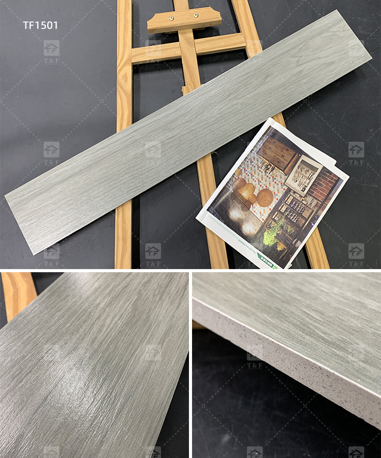 Wood Grain Finish Effect Design Ceramic Tiles for Floor Porcelain Wooden Plank Floor Tiles