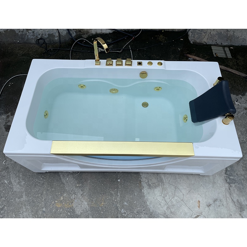 Bathroom White Acrylic Bubble Soaking Rectangular Bath Tub Spa Air Massage Bathtub Whirlpools