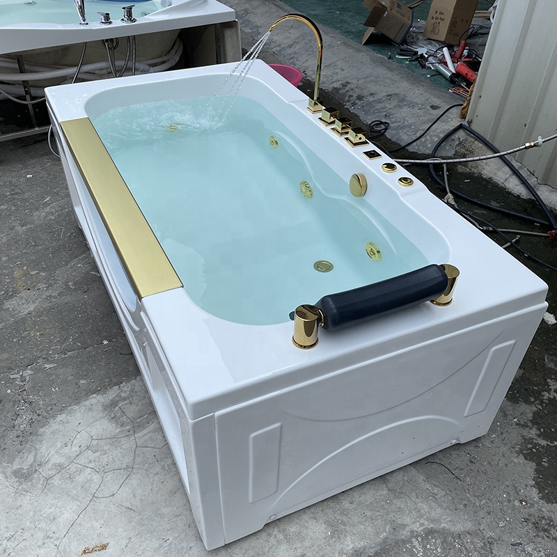 Bathroom White Acrylic Bubble Soaking Rectangular Bath Tub Spa Air Massage Bathtub Whirlpools