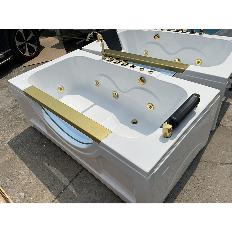Bathroom White Acrylic Bubble Soaking Rectangular Bath Tub Spa Air Massage Bathtub Whirlpools