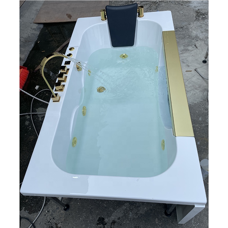 Bathroom White Acrylic Bubble Soaking Rectangular Bath Tub Spa Air Massage Bathtub Whirlpools