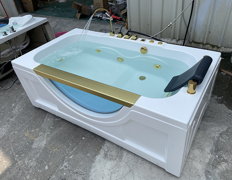 Bathroom White Acrylic Bubble Soaking Rectangular Bath Tub Spa Air Massage Bathtub Whirlpools