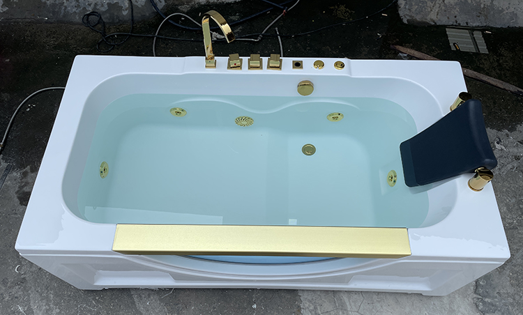 Bathroom White Acrylic Bubble Soaking Rectangular Bath Tub Spa Air Massage Bathtub Whirlpools