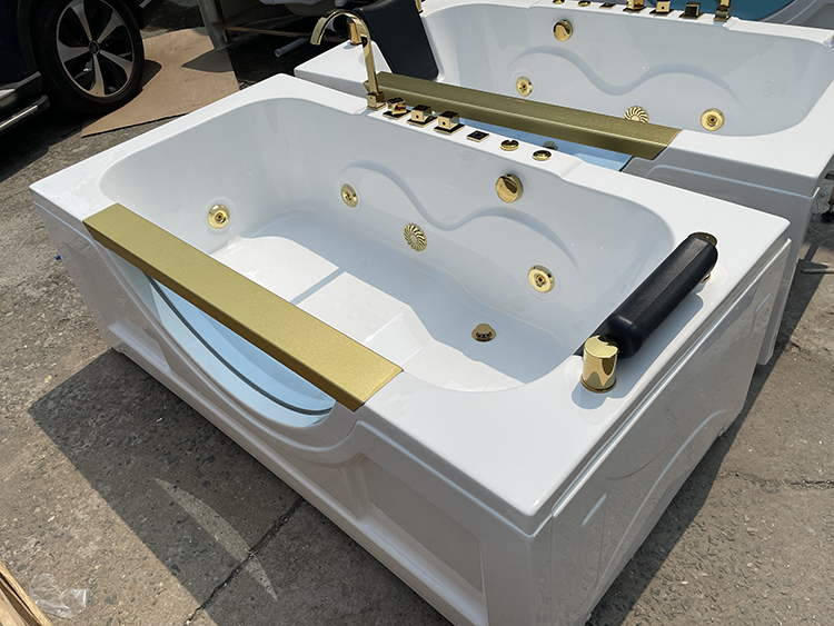 Bathroom White Acrylic Bubble Soaking Rectangular Bath Tub Spa Air Massage Bathtub Whirlpools