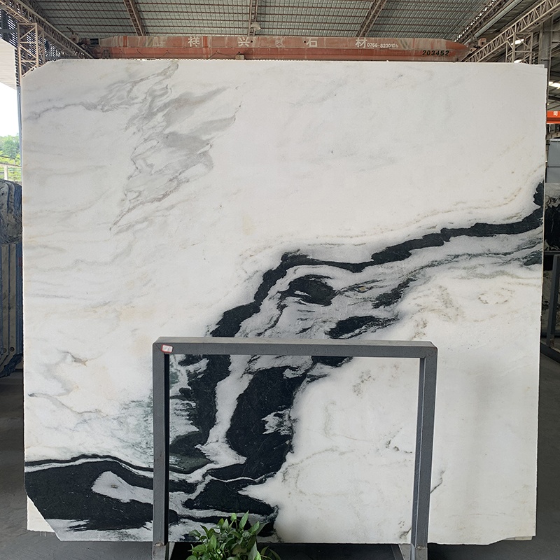 Chinese Natural White Marble With Black Veins Floor Tile Slab Wall Design Panda White Marble Stone