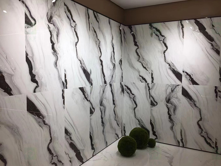 Chinese Natural White Marble With Black Veins Floor Tile Slab Wall Design Panda White Marble Stone
