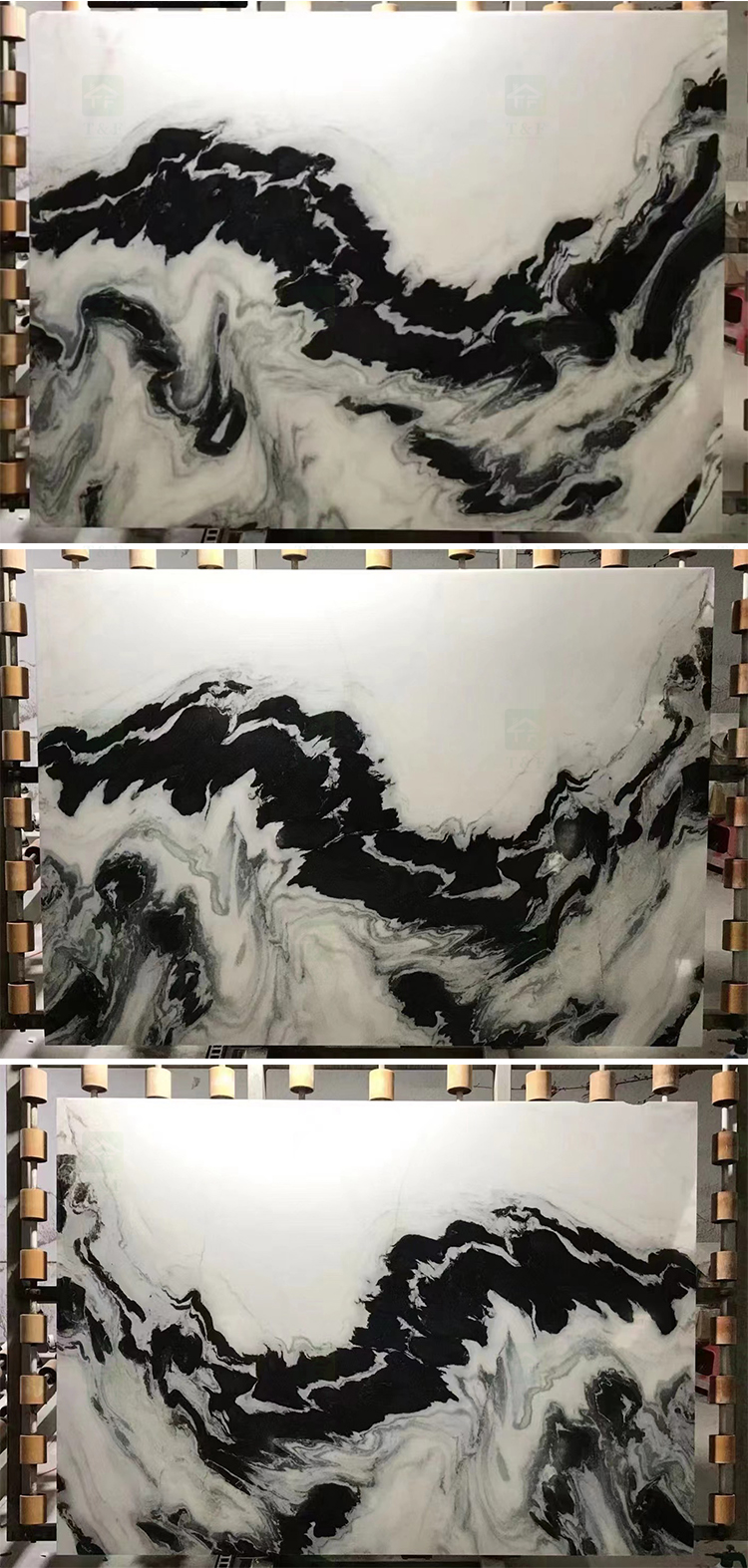 Chinese Natural White Marble With Black Veins Floor Tile Slab Wall Design Panda White Marble Stone