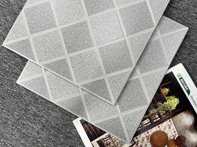 30 X 30 cm Matte Cement Grey Grid Pattern Porcelain Rustic Wall Ceramics Bathroom Floor Tile