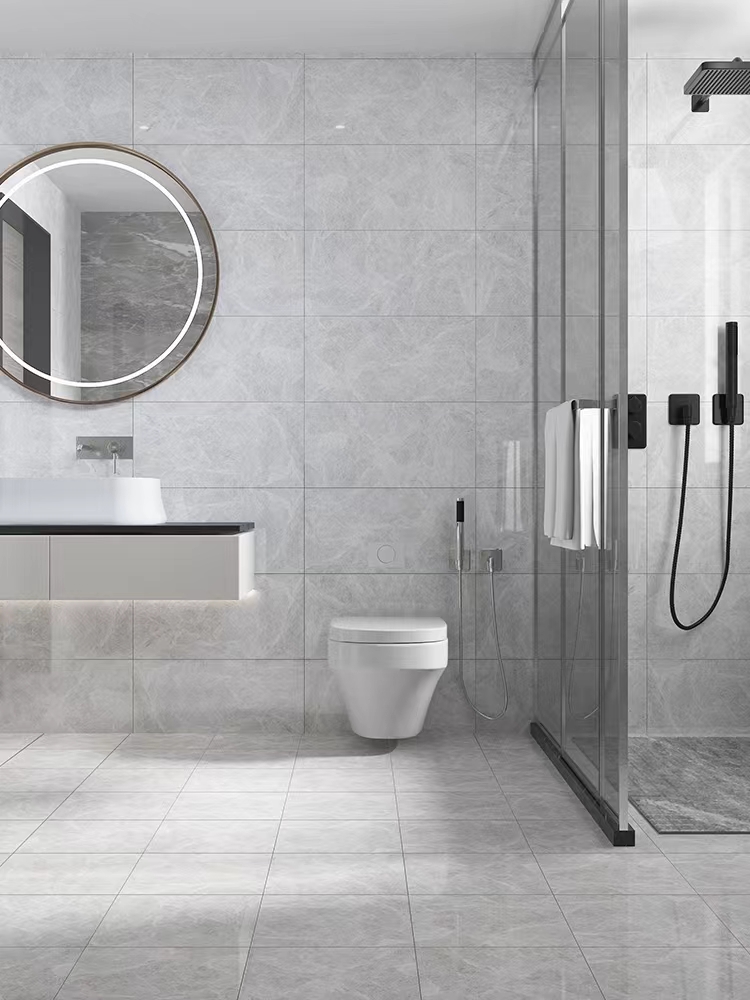 30 X 30 cm Matte Cement Grey Grid Pattern Porcelain Rustic Wall Ceramics Bathroom Floor Tile