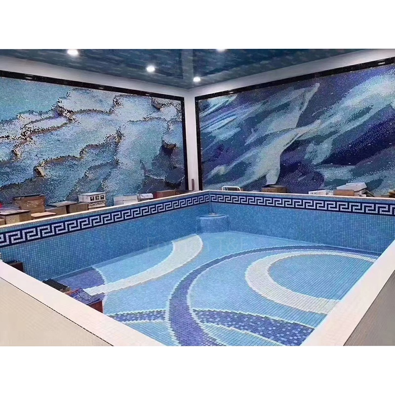 Wholesale Blue Square Garden Pool Fish Pond Landscape Pool Wall and Floor Tiles Ceramic Mosaic Swimming Pool Tiles