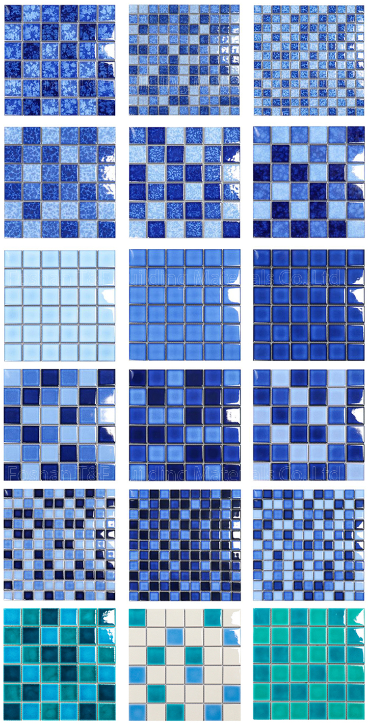 Wholesale Blue Square Garden Pool Fish Pond Landscape Pool Wall and Floor Tiles Ceramic Mosaic Swimming Pool Tiles