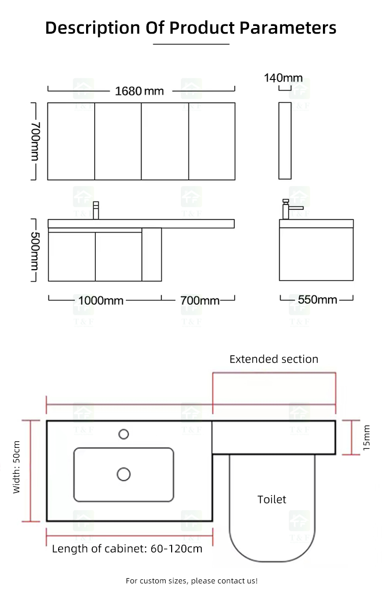 Light Luxury Extension Cut Corner Custom Sintered Stone Bathroom Washbasin Toilet Vanity Smart LED Mirrored Cabinet with Sink