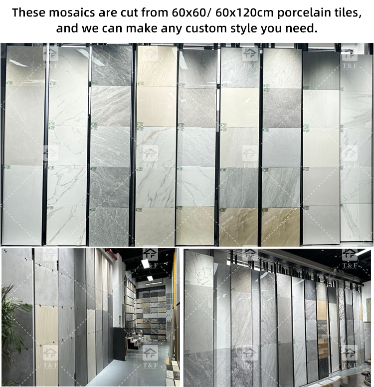 New Cut From Full Polished Glazed Bathroom Kitchen Backsplash Floor Wall White Carrara Porcelain Marble Mosaic Tile