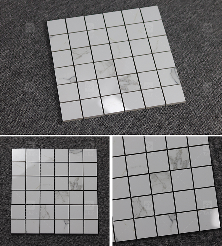 New Cut From Full Polished Glazed Bathroom Kitchen Backsplash Floor Wall White Carrara Porcelain Marble Mosaic Tile