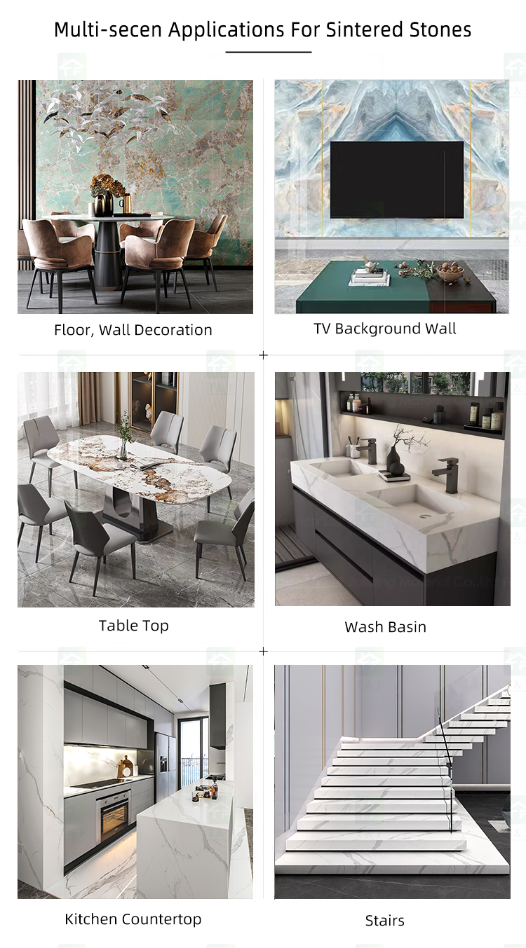 800 X 2600 mm Large Format Polished White Marble Grey Black Sintered Stone Tile Wall Slabs