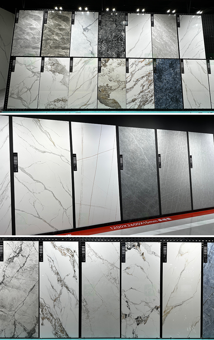 800 X 2600 mm Large Format Polished White Marble Grey Black Sintered Stone Tile Wall Slabs