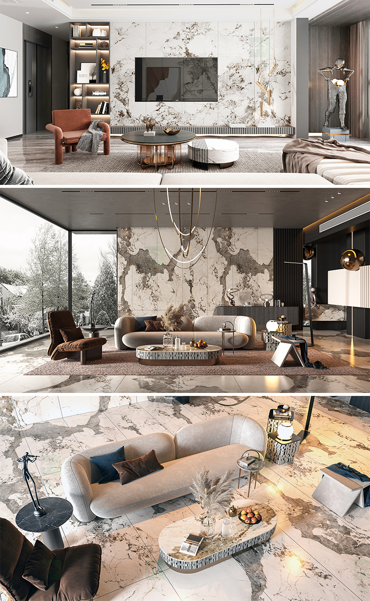800 X 2600 mm Large Format Polished White Marble Grey Black Sintered Stone Tile Wall Slabs