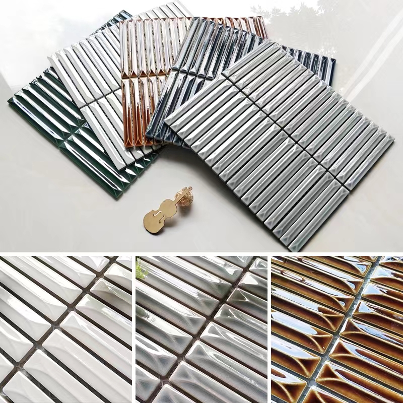 Good Price China Kitkat Strip 3D Wall Panel Porcelain Backsplash Kitchen Bathroom Mozaic Tile Mosaic