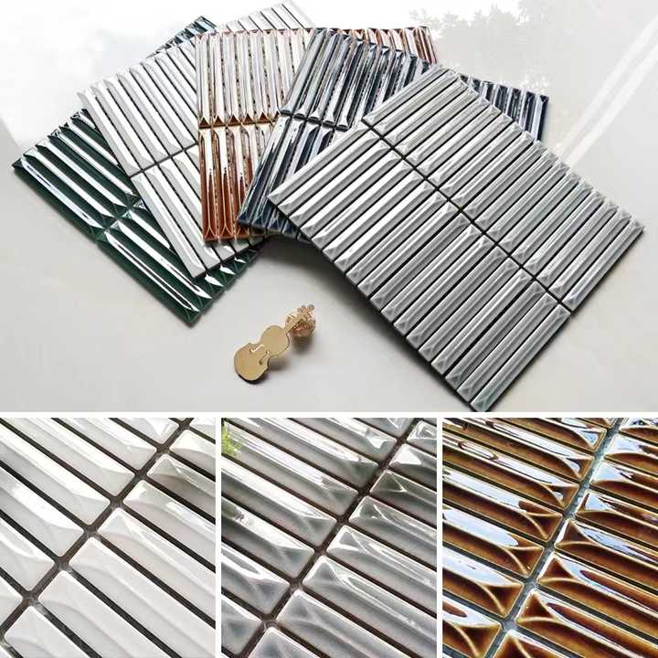 Good Price China Kitkat Strip 3D Wall Panel Porcelain Backsplash Kitchen Bathroom Mozaic Tile Mosaic