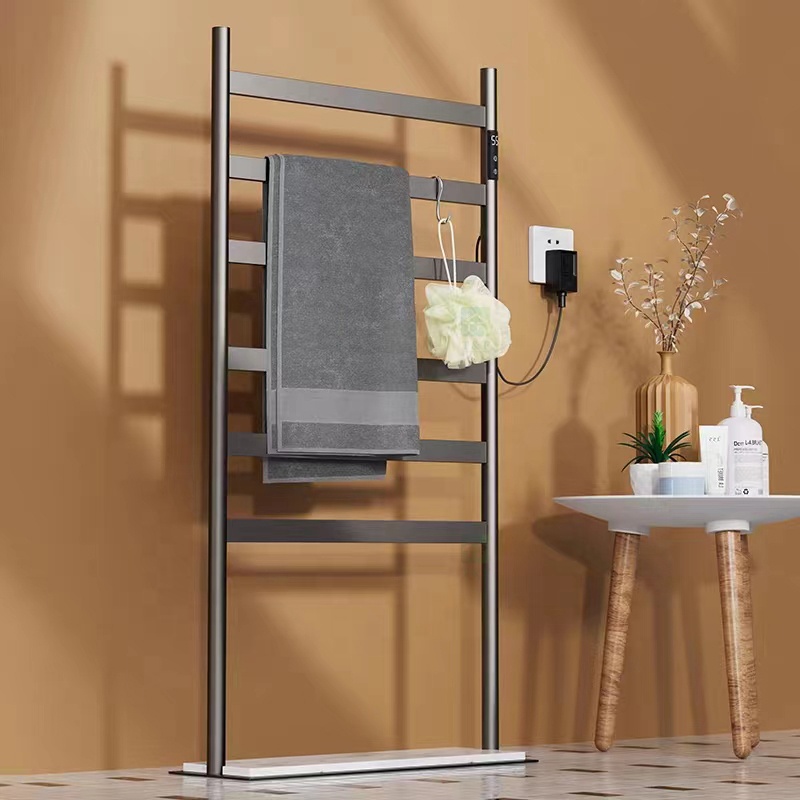 Steel 304 Floor Stand Hot Towel Warmer Bathroom Standing Electric Heated Towel Rack Rail