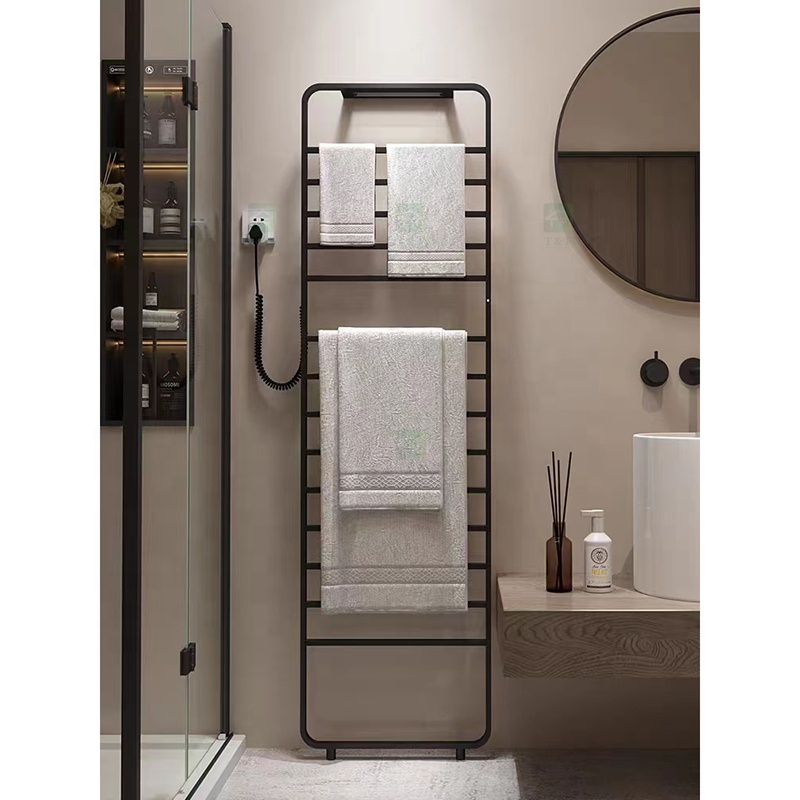 Steel 304 Floor Stand Hot Towel Warmer Bathroom Standing Electric Heated Towel Rack Rail
