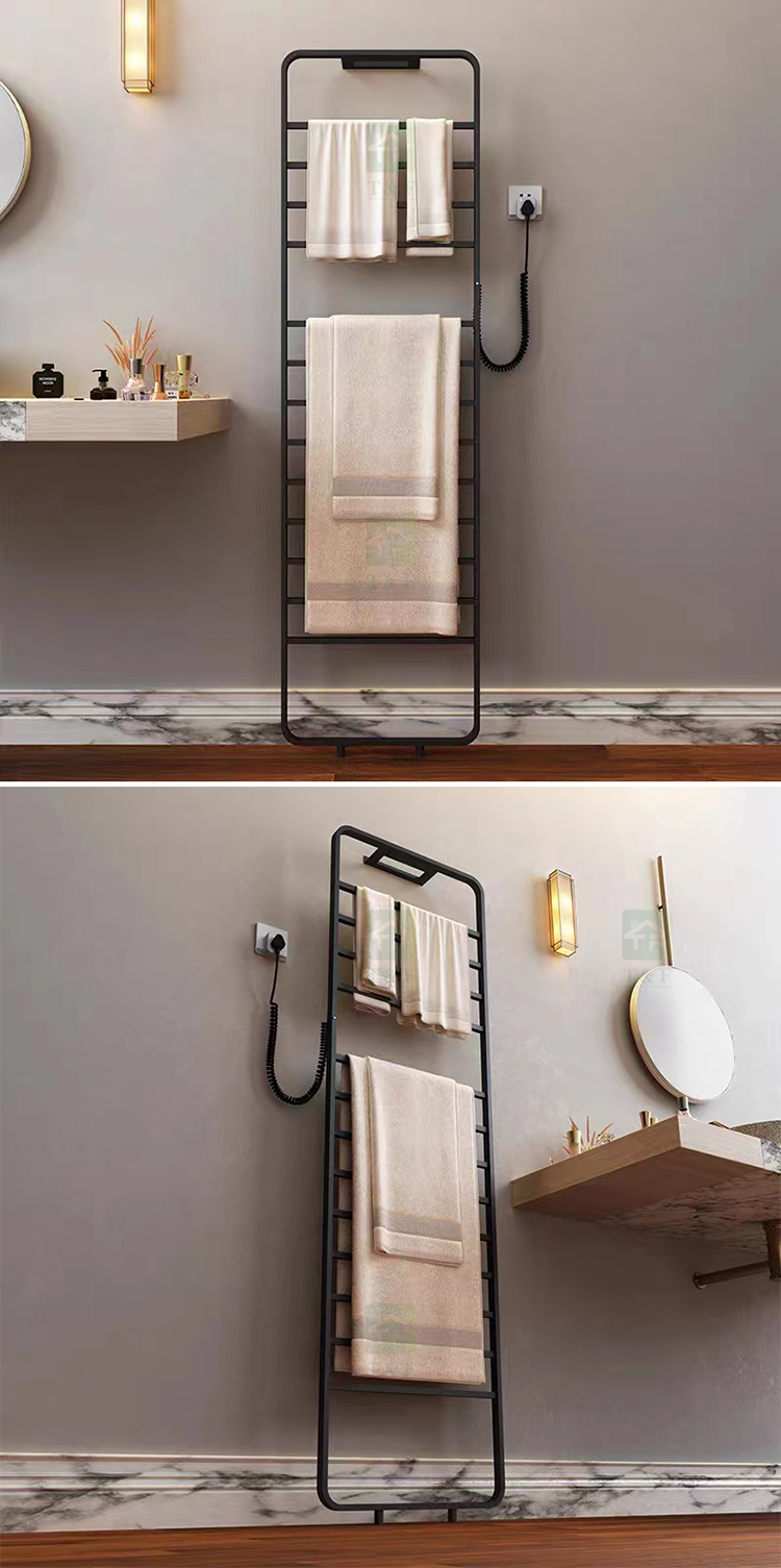 Steel 304 Floor Stand Hot Towel Warmer Bathroom Standing Electric Heated Towel Rack Rail