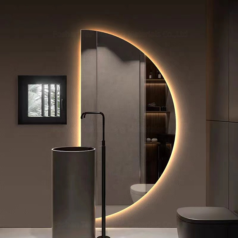 Large Intelligent Half Circle Dome Illuminated Touch Screen Led Bath Smart Mirror for Hotel Bathroom